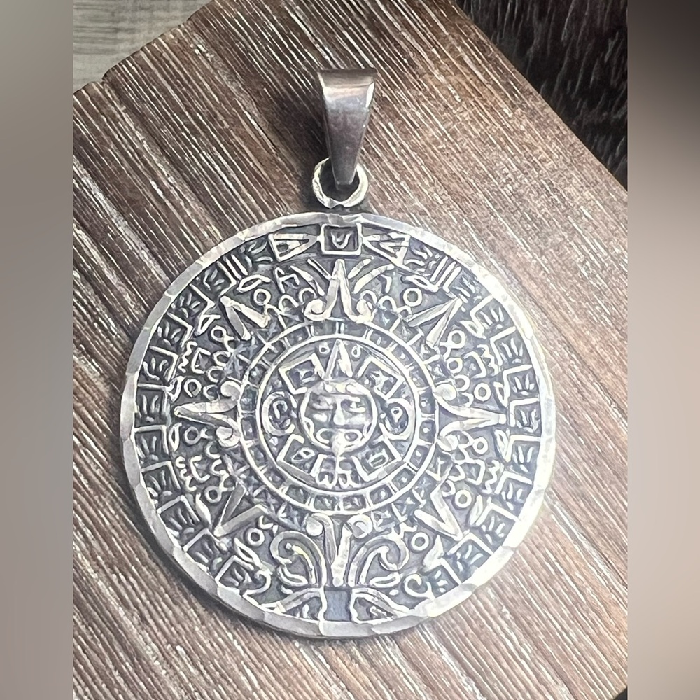 Large TAXCO Mayan Calendar Sterling Pendant